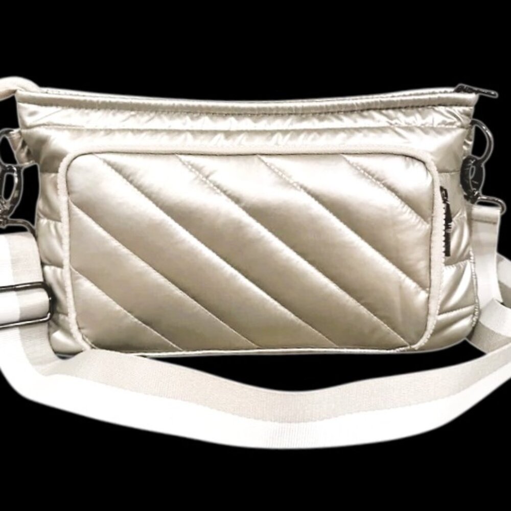 Think Royln Bank Street Metallic Quilted Puffer Bag New Without Tags